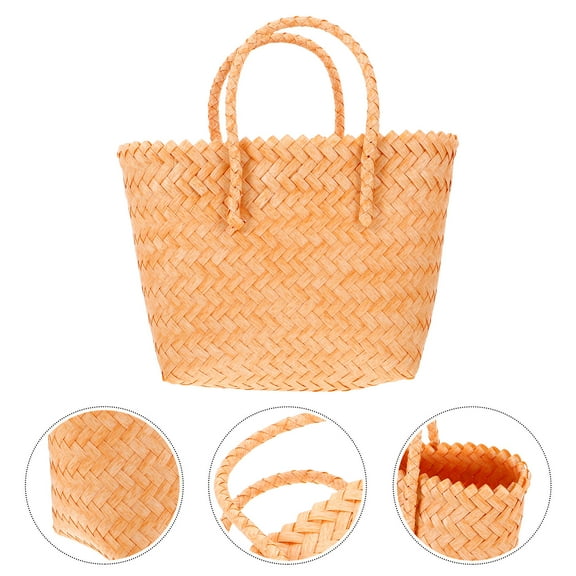 GOOHOCHY  Woven Tote Crochet Tan Trendy Beach Bag Bags Miss Man Chocolate