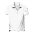 thumbnail image 4 of hotojiny Women's Quarter Zip Sweatshirt Lapel Short Sleeve Solid Pullover Lightweight Loose Fit Workout Summer Tops, 4 of 5