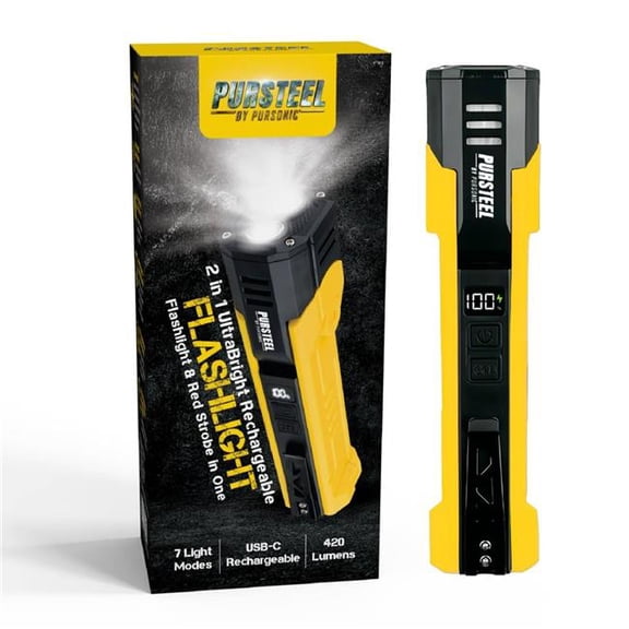 Pursteel PSFL3 2 in-1 Rechargeable Flashlight & Strobelight
