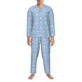 thumbnail image 3 of Balery French Bulldog Head Pijama para Hombre de Dos Piezas con Manga Larga, Conjunto de Dormir y Descanso Suave con Bolsillos-Small, 3 of 7