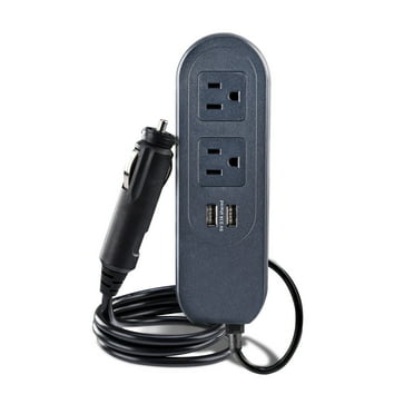 onn. Power Inverter - 150 Watts Output 2 Outlets, 2 USB Ports and 3ft Power Cord