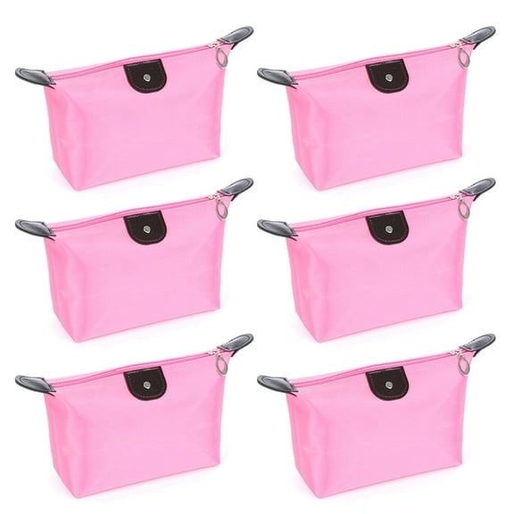 Toptie 6 Pack Dumpling Cosmetic Makeup Bag Waterproof Toiletry Bag Handbag Purse Travel Storage Bag for Women-light pink