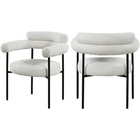 Maklaine Contemporary Fabric Dining Chair in Cream (Set of 2)