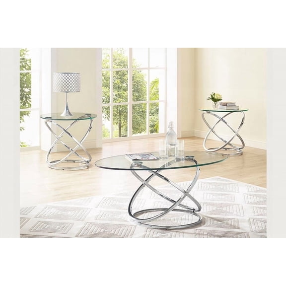 Modern Metal Cocktail Table Set with 2 End Tables - Contemporary Design and Sturdy Construction