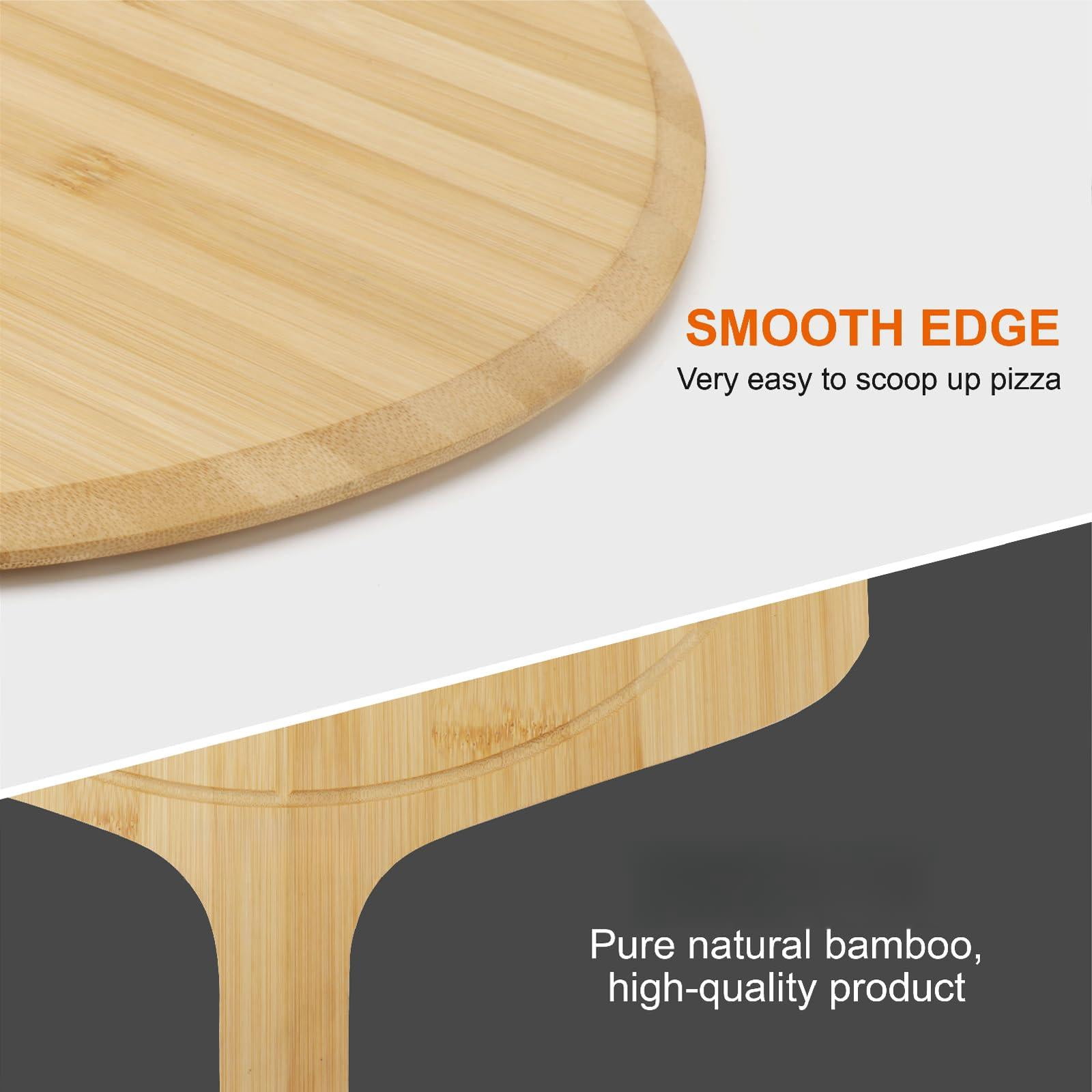 14 inch with grooves - 2 Pizza Peel Set, Double-sided Use Board for Bread Cheese Vegetable Fruits