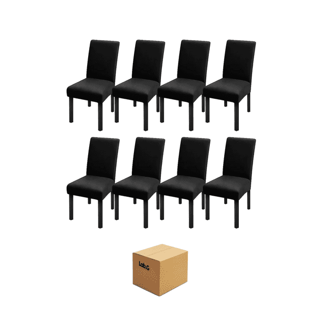 8 Fundas Lisas Elásticas Protectoras Para Silla De Comedor Lab.G Chocolate