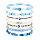 thumbnail image 1 of Conjunto de pulsera de cuentas planas elásticas multicapa sencillas europeas y americanas, pulsera de cuentas bohemias retro, 1 of 6