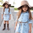thumbnail image 4 of Mode Bambin Bébé Filles Princesse Denim à Manches Longues Robe de Soirée Vêtements 2-7 Ans, 4 of 5
