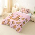 thumbnail image 2 of Manfei Lovely Capybara Twin Comforter Sets,Kawaii Monogram J Bedding Set,Pink Brown,Pink Reversible,2pcs,1 Comforter and 1 Pillowcase, 2 of 7