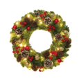 thumbnail image 3 of Corona navideña con luces, simulación de corona navideña de bayas rojas, corona de invierno, corona para puerta de entrada, celebración en la ventana, 3 of 10