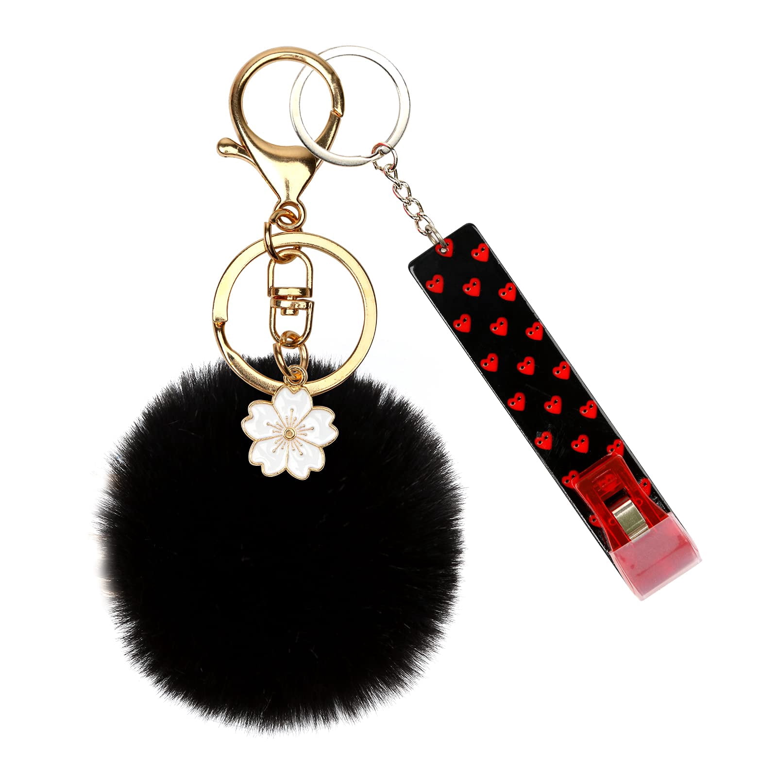 Dicoly G Card Grabber Card Clip For Long Nails, with Card Puller, for Girls  Women ,Cute Faux Rabbit Fur Ball Pom Pom Keychain - Walmart.com
