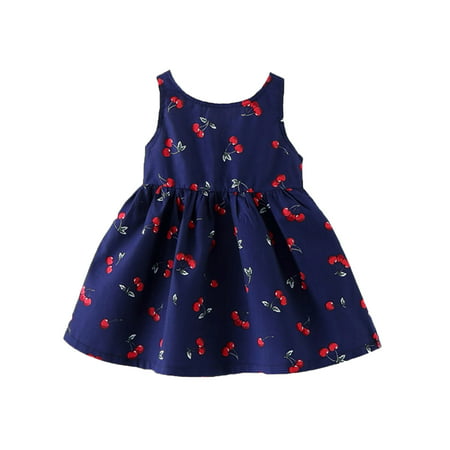 StylesILove Sweet Princess Cherry Print Sleeveless A-line Dress