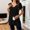 Black(New), variant on PNTUTB Women's Solid Color Short Sleeve V Neck Loose Casual Minimalist Summer Tops with Double Pockets
