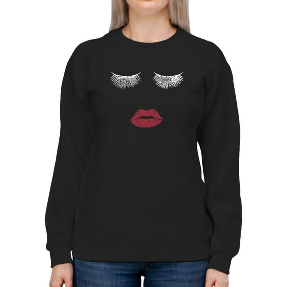 Lips And Closed Eyes Sweatshirt Women -GoatDeals Designs, Female Large