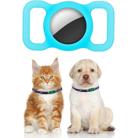 AirTag Dog Collar Pet, AirTag Holder Compatible , Apple airtags Case Cover,Silicone Protective Case Lightweight Soft Anti-Scratch Anti-Lost(Luminous Blue - 2 Pack)