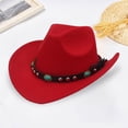 thumbnail image 4 of Sombrero de vaquero occidental de ala ancha, sombrero de copa de jazz, gorra vaquera panameña para acampar al aire libre Sombrero Vaquero 56cm Rojo, 4 of 7