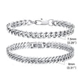 thumbnail image 3 of 2PCS Mens Pulseras Curb Chunky Cadena Pulsera de plata de la mano Cadenas de acero inoxidable Hip Hop Rapper Unisex Joyería, 3 of 8