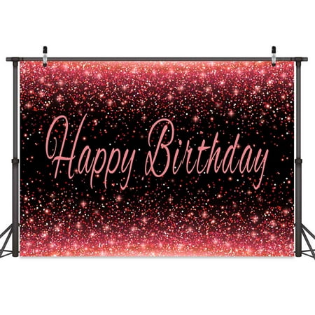 Image of Happy Birthday Banner Backdrop Red Pink Glitter Photo Backdrop Women Birthday Party Backdrop Bday Decoration for Girls Boys Photography Party Supplies 6X4FT