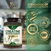 Creatine Monohydrate 3000mg Per Serving – Micronized Creatine Powder Capsules - Supports Lean Muscle, Strength, Energy, Endurance - Nature's Supplement, Non-GMO, Bottled in USA - 120 Capsules
