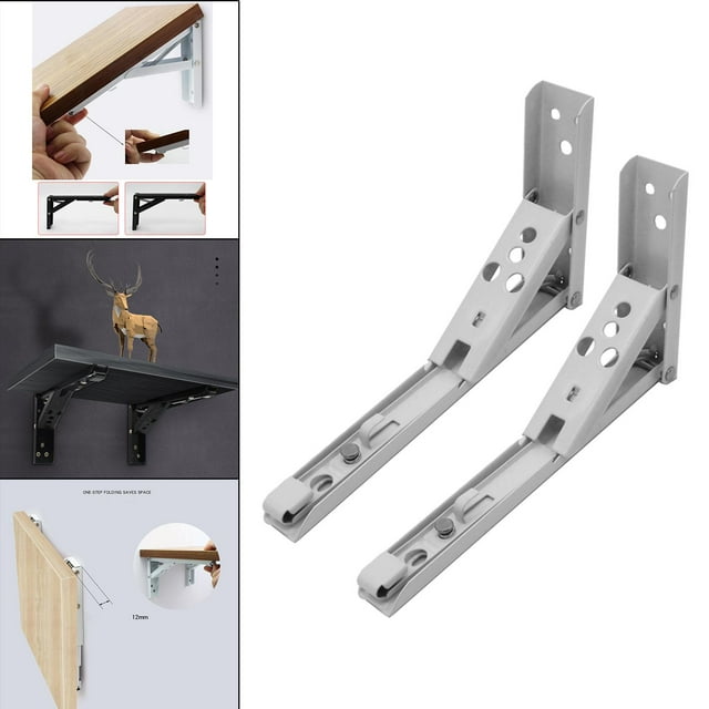 Soporte de Ángulo Plegable Cola para Estante Mesa de Banco Montada en la Pared DIY 10 en Blanco
