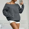 thumbnail image 3 of Drmagiyhm Off Shoulder Womens Sweatshirts Long Sleeve Sexy Sweatshirts Fall Cute Slouchy Oversized Tshirts Basic Tees Gray XL, 3 of 6