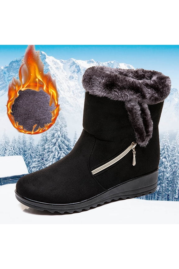 Women's Snow Boots-Warm Christmas Non Slip Pink Platform Boots Snow Dress Shoes For Women Womens Winter Boots Clearance