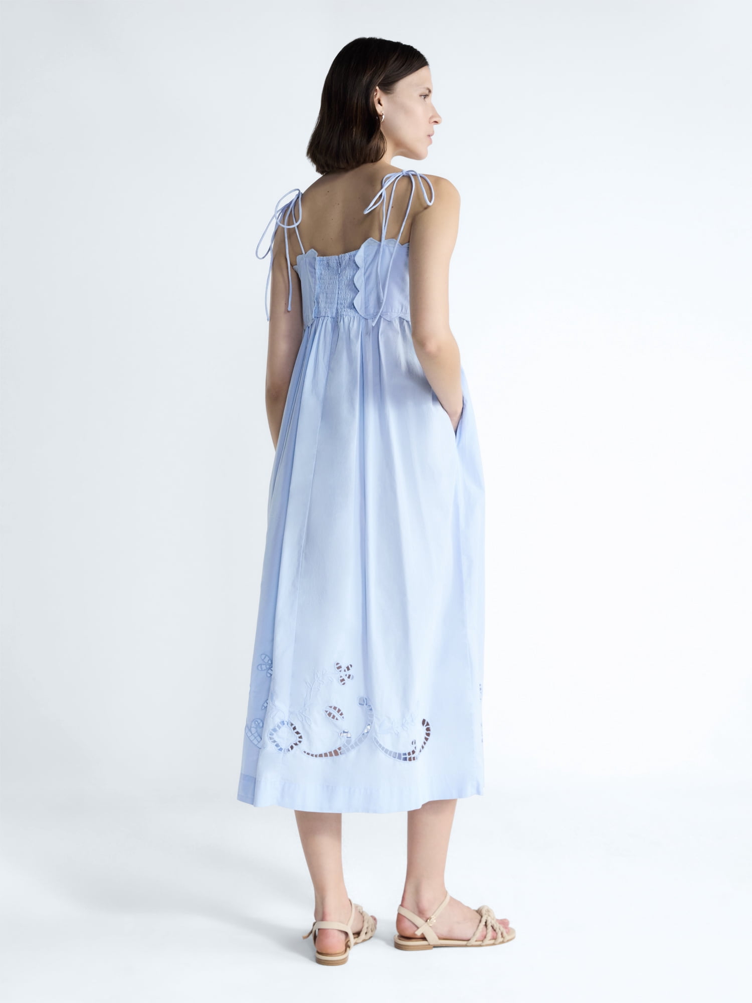 Free Assembly Women’s Embroidered Cotton Midi Dress, Sizes XS-XXL
