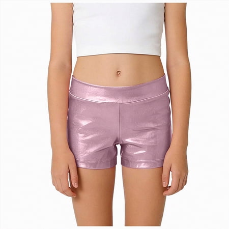 JUMEYU Girls Shorts High Waisted Girls Shorts Kids Summer Elastic Waist Wide Leg Casual Uniform Shorts with Pockets Size 8-9 (Pink 8-9 Years)