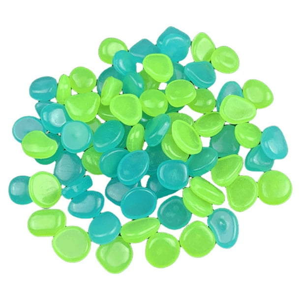 100 Piezas Guijarros Reutilizables Que Brillan en para Paisajismo Al Aire Libre () Azul Verde