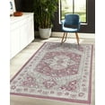 thumbnail image 4 of Vintage Decorative Rug, Grunge Effect Look Curlicue Motif Pattern of Swirls and Shapes Floral Branches, Quality Carpet for Bedroom Dorm and Living Room, 6 Sizes, Raspberry Grey, by Ambesonne, 4 of 4