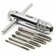 thumbnail image 1 of Portamachos de trinquete ajustable, machos de roscar manuales M3 M4 M5 M6 M8, trinquete para mano izquierda con machos de roscar HSS, llave de machos en T y machos de roscar métricos, 1 of 2