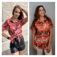 thumbnail image 6 of WQD Women’s Tropical Hawaiian Shirt Floral Print Button Up Short Sleeve Tops Summer Casual Beach Holiday Vacation Blouses Lightweight, 6 of 7