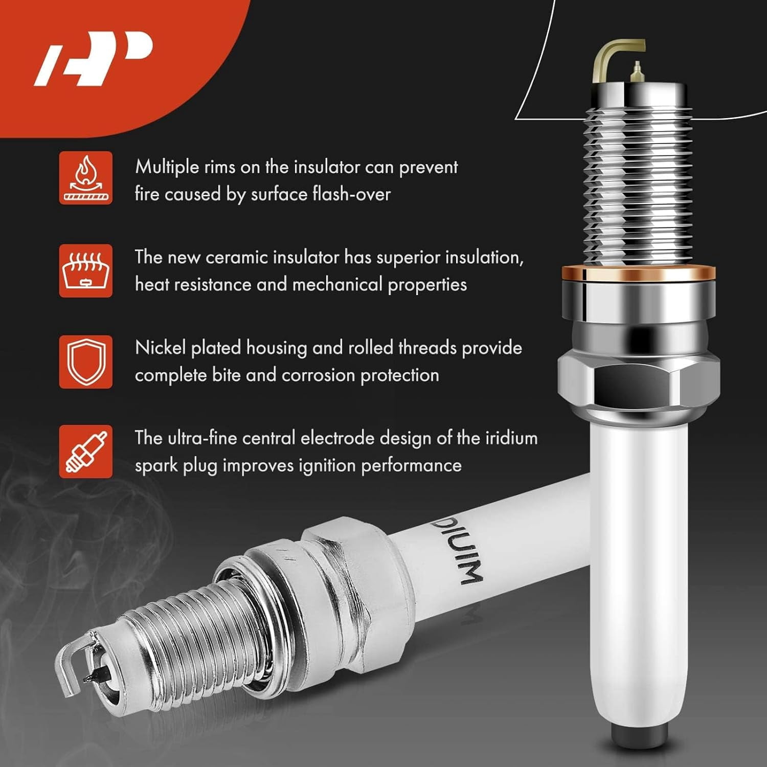 A-Premium Set of 4 Ignition Coil Pack and Iridium Spark Plugs Compatible with Volkswagen Jetta 2014-2018 & Audi A3 Sportback e-tron 2016-2018, 1.4L Replace# NGK95463, 04E905110A