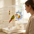 thumbnail image 4 of Bird Cage Mirror Toy with Rotating Bell Beads Interactive Parrot Chewing Toy Bird Playground Easy Mount Hanging Parrot Cage Accessory for Budgies Lovebirds Conures Cockatiels, 4 of 4
