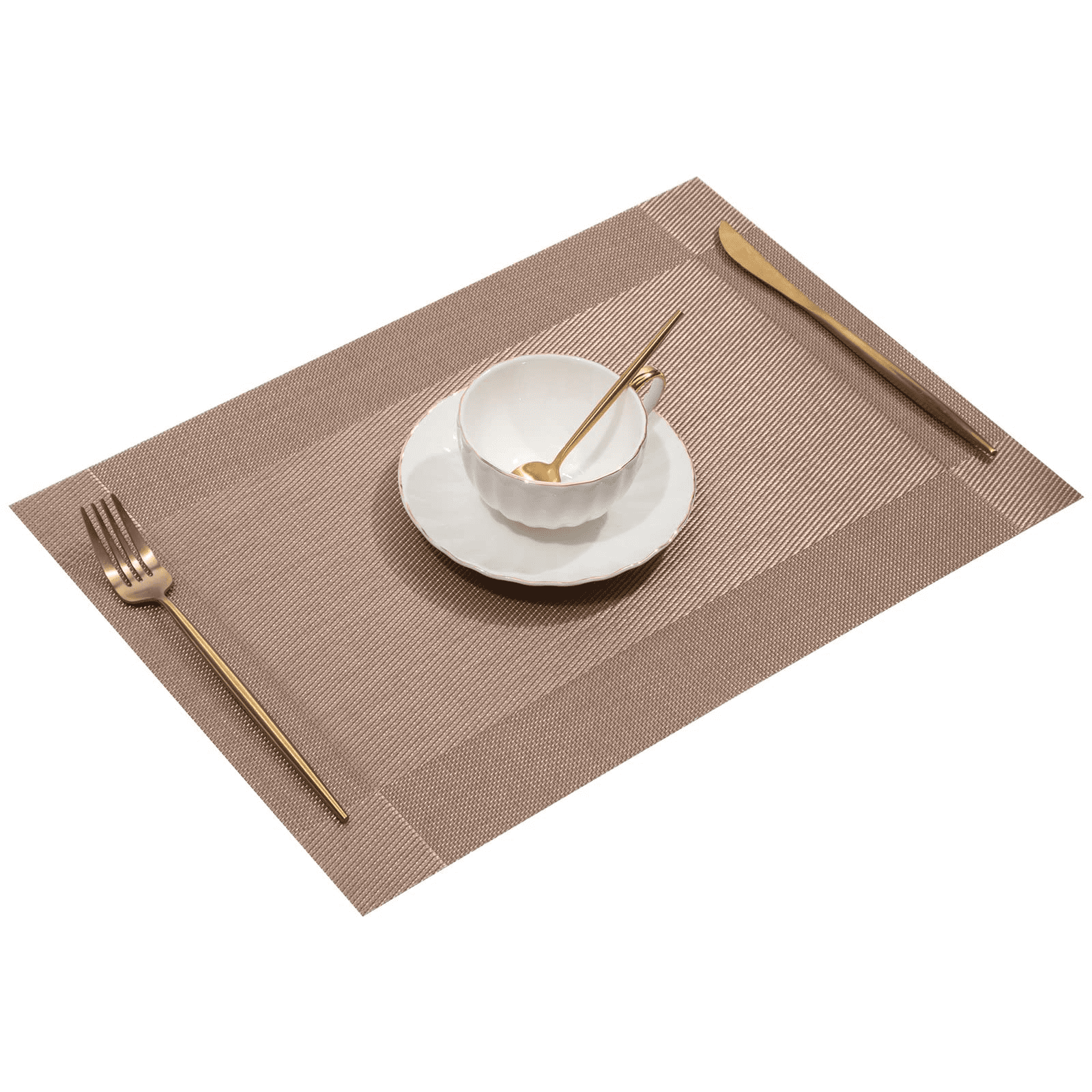 Ludlz Elegant Placemats Woven Vinyl Placemat Non-Slip Heat Resistant  Kitchen Table Mats Easy to Clean Round Cup Coasters Heat Insulated Bowl  Plate Mat