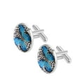 thumbnail image 2 of PhooArto Men's Classic Stainless Steel, Leopard Print Blue Butterfly Cufflinks Business Wedding Shirts, Silver, 2 of 7