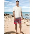 thumbnail image 4 of DARING DIVA Men's Summer Drawstring Color Block Beach Shorts 36 Dark Red, 4 of 6