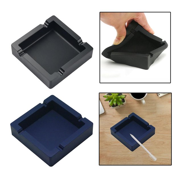 de Silicona Suave Ecológico Lavable para Hotel en hogar Patio Negro+ Respetuoso Del Medio Del Silicón Suave Lavable para El a Soledad Cenicero irrompible