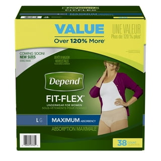 Depend Fit-Flex Women's Maximum Incontinence Underwear, XL, Light Pink, 48  Count