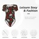 thumbnail image 4 of Balery Red Rose Skull Body de cuello redondo de manga corta para mujer Tops de manga corta Tops básicos-Large, 4 of 7