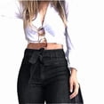 thumbnail image 2 of Womens Denim Pants High Waist Boot Cut Trousers Skinny Bell Bottom Mom Jeans Black XL, 2 of 8