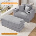 thumbnail image 6 of Wiilayok 54" Oversized Chaise Lounge Chair Indoor Furniture,Cloud Corduroy Sofa Bed Deep Seat Couch with Ottoman&Cup Holder,Lounge Chair Indoor for Living Room,Bedroom,Gray, 6 of 9