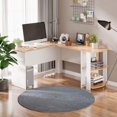 thumbnail image 2 of HOMCOM L-Shaped Desk, Computer Corner Desk, PC Table with 2 Storage Shelves, Home Office Workstation, Walnut Brown, 2 of 9
