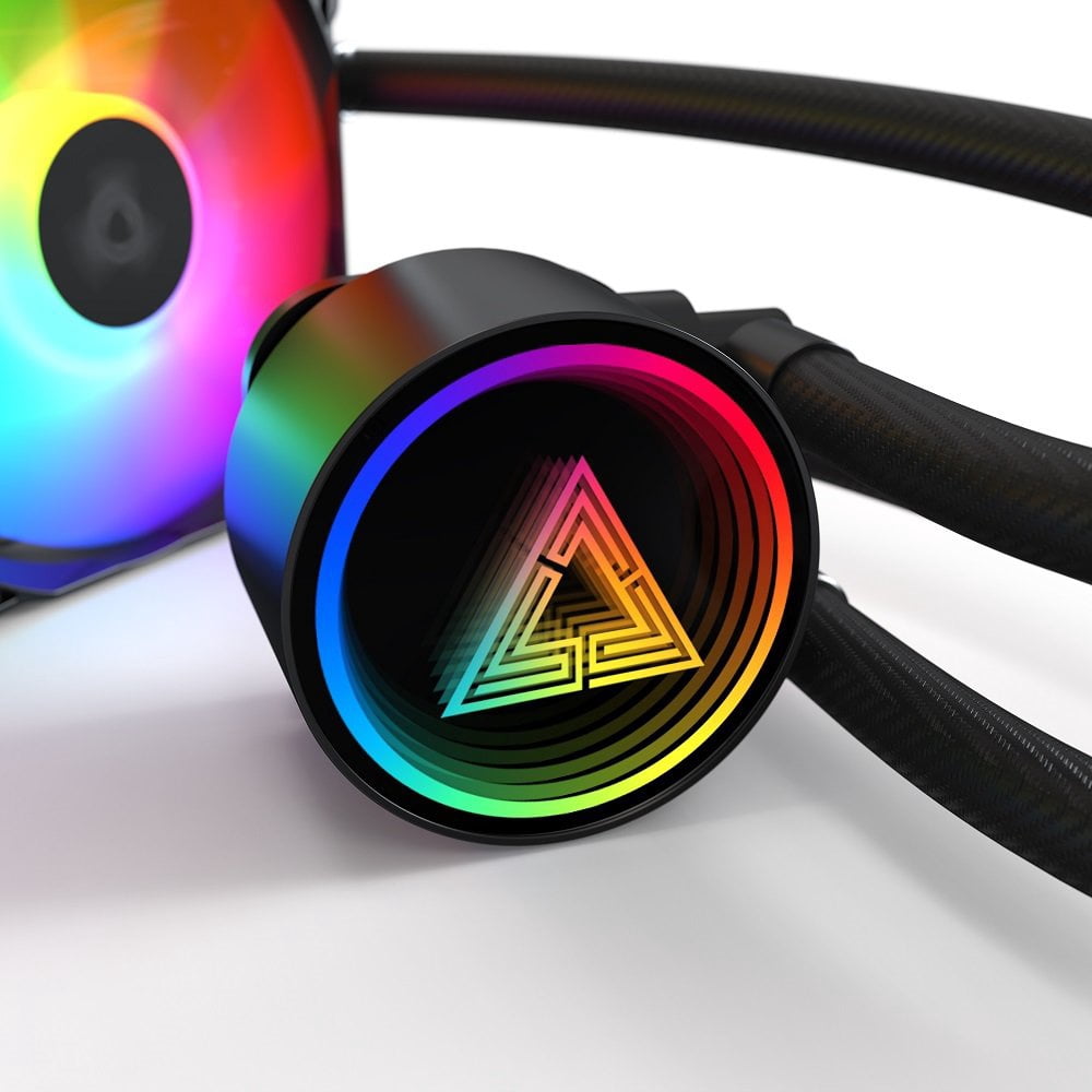 MONTECH Lightflow ARGB 360 Black Ultra-Quiet AIO Liquid CPU Cooler, 3100RPM Pump