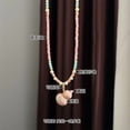 thumbnail image 2 of Collier Gourde Goutte d'Huile Rose avec Perle - DMS-02409 - 61-70cm Mode Rétro, 2 of 6