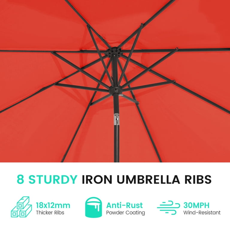 JUSTLET 11 FT Outdoor Patio Umbrella with Crank Sysytem and 8 Sturdy Ribs, Round Umbrella for Garden, Poolside, Deck and Backyard, Orange - Walmart.com JUSTLET 11 FT Outdoor Patio Umbrella with Crank Sysytem and 8 Sturdy Ribs, Round Umbrella for Garden, Poolside, Deck and Backyard, Orange - Walmart.com