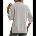 thumbnail image 3 of Suéter Tipo Jersey para y Otoño, de Color Liso, Informal, Holgado, de Punto, con Cuello en V y Mangas A Media Pierna XL, 3 of 7