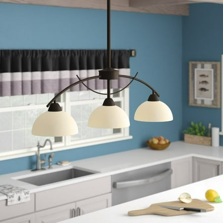 - Millwood Pines Verduzco Frosted Glass Shade 3-Lights Kitchen Island Pendant