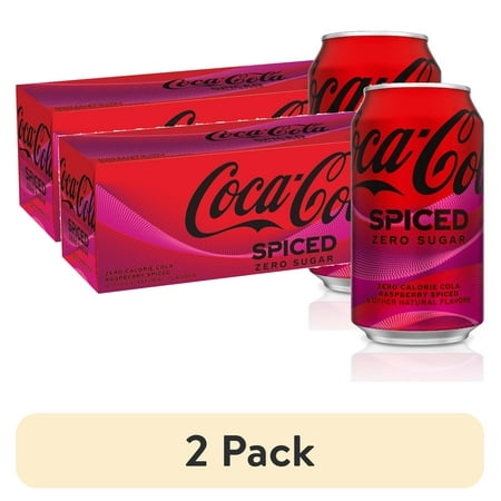 (2 pack) Coca-Cola Zero Sugar Spiced Soda Pop Fridge Pack Cans, 12 fl oz, 12 Pack