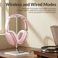 thumbnail image 7 of Mahipey Hybrid Active Noise Cancelling Headphones,60H Playtime Foldable Wireless Over Ear Bluetooth 5.4 Headphones,5 EQ Music Modes,Hi-Res Audio,Deep Bass,Breathable Leather Earpads,Pink, 7 of 7